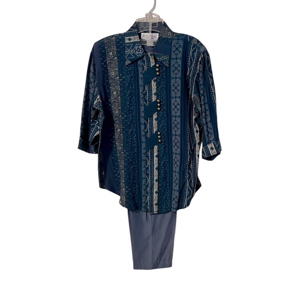 Vintage Reina New York 2-Piece Blouse & Pants Set – Size 8 Petite
